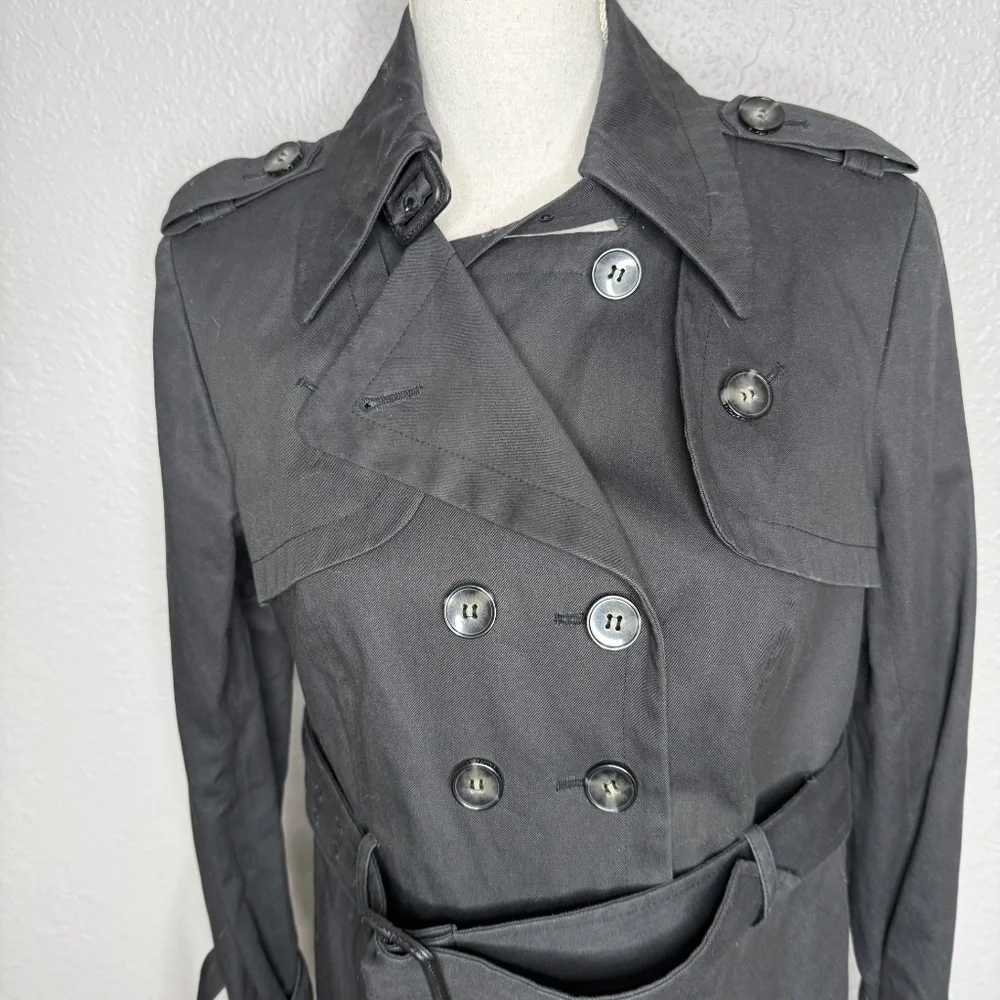 All Saints Black short  trench style short coat Jacket -cp - Picture 3 of 16